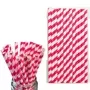 8mm Cerise And White Striped Paper Straws Pack Of 25