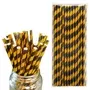 6mm Gold And Black Metallic Striped Paper Straws Pack Of 25