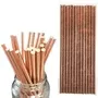 6mm Solid Metallic Rose Gold Paper Straws Set Of 25