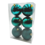 Xma1hg 14 Teal Matt Shiney And Glitter 8cm Balls 6 Pce