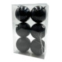 Xma1hg 18 Black Matt Shiney And Glitter 8cm Balls 6 Pce