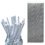 6mm Solid Metallic Silver Paper Straws Set Of 25