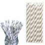 6mm Grey And White Striped Paper Straws Pack Of 25