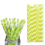 6mm Lime Green And White Striped Paper Straws Pack Of 25