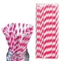 Str16 9 6mm Cerise And White Striped Paper Straws Pack Of 25