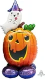 026635424202 Happy Pumkin And Ghost Foil Balloon