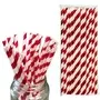 6mm Red And White Metallic Striped Paper Straws Set Of 25