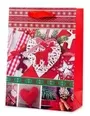 Christmas Medium Thick Paper Gift Bag Heart With Reindeer Design 24x175cm