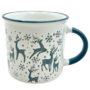 White Gloss Embossed Deer Mug