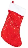 Standard Size Red Christmas Sock With Shiny Metallic Gold Crescent Moons And Stars