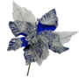 Royal Blue And Silver Poinsettia 30 Cm Xma24na