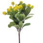 Mini Pin Cushion Flower Bunch With Greenary Yellow 32cm