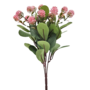 Mini Pin Cushion Flower Bunch With Greenary Pink 32cm