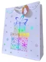 Christmas Holographic Large Thick Paper Gift Bag With Present Design 32x26cm