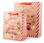 Large And Medium Red Glitter Christmas Thick Paper Gift Bag With Eat Drink Be Merry Design 32x26cm