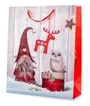 Gnome And Owl Design Large Christmas Thick Paper Gift Bag 32x26cm