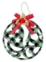 13cm Christmas Bauble Green Tartan Design With Mistletoe