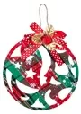 13cm Christmas Bauble Green And Red Tartan Design With Mistletoe