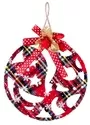 13cm Christmas Bauble Red Tartan Design With Mistletoe