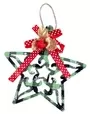 15cm Christmas Star Green Tartan Design With Mistletoe