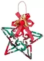 15cm Christmas Star Green And Red Tartan Design With Mistletoe