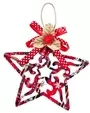 15cm Christmas Star Red Tartan Design With Mistletoe