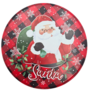 Large Christmas Round Tin Tartan Santa 20 X 9cm 2