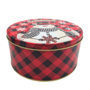 Medium Round Christmas Tin Tartan Snowman168 X 8cm