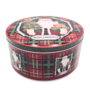 Medium Round Christmas Tin Tartan Santa 168 X 76cm