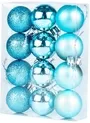 4cm Baubles Light Blue Matte Glitter Shiny Assorted Pack Christmas Tree Hanging Ornaments X12 Pieces