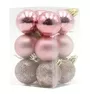 4cm Baubles Rose Gold Matte Glitter Shiny Assorted Pack Christmas Tree Hanging Ornament X12 Pieces 1