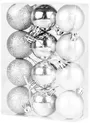 4cm Baubles Silver Matte Glitter Shiny Assorted Pack Christmas Tree Hanging Ornaments X12 Pieces