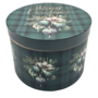 Large Round Gift Box Green And Black Tartan 24 X 168cm