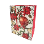 Christmas Gift Bag Poinsettia And Baubles White 18 X 10 X 23cm
