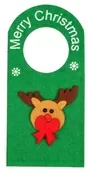 Christmas Doorknob Hanger Reindeer With Merry Christmas Decoration Green
