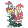 Christmas Window Stickers Santa With Snowman 24 X 36cm