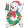 Christmas Window Stickers Snowman With Present 23 X 34cm