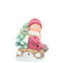 Ceramic Christmas Battery Operated Girl On Sled 12 X 8 X 16cm