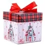 Small Christmas Gift Box Presents And Christmas Tree With Red Tartan Lid Design 10x10x10cm
