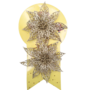 Glittered Flowers Gold 15cm 2 Pieces