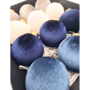 8cm Velvet Baubels Grey White Navy Blue And Dusty Blue 12 Piece 2