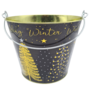 Christmas Metal Bucket Christmas Trees Black And Gold 24 X 17 X 19cm