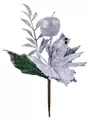 23cm Poinsettia Pick With Apple Silver