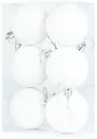 6cm Baubles White Matte Glitter Shiny Assorted Pack Christmas Tree Hanging Ornaments X6 Pieces