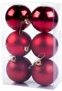 6cm Baubles Red Matte Glitter Shiny Assorted Pack Christmas Tree Hanging Ornaments X6 Pieces