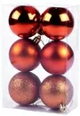 6cm Baubles Copper Matte Glitter Shiny Assorted Pack Christmas Tree Hanging Ornaments X6 Pieces