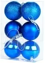 6cm Baubles Royal Blue Matte Glitter Shiny Assorted Pack Christmas Tree Hanging Ornaments X6 Pieces