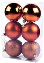 8cm Baublescopper Matte Glitter Shiny Assorted Pack Christmas Tree Hanging Ornament X6 Pieces