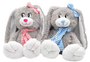 50cm Grey Rabbit Plush Toy With Bow And Scarf Blue 4