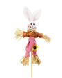 Straw Easter Bunny On Stick Pink 35 Cm
